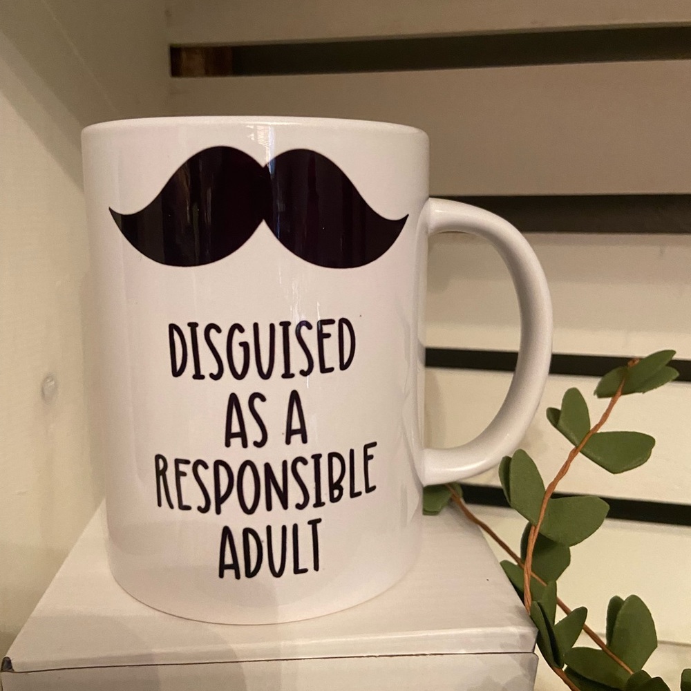 Studio M Ceramic Mustache Mug Black and White Art Print